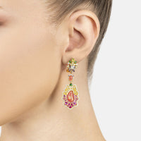 Frida Pink Opal Rainbow Drop Earrings Gold-1