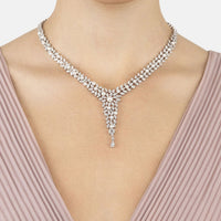 Marquise Statement Necklace Pearl Silver-1