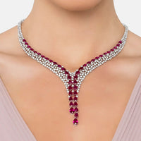 Baroness Statement Necklace Ruby Silver-1