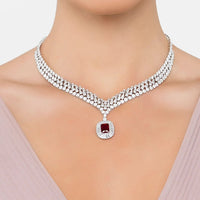 Countess Statement Ruby Necklace Silver-1
