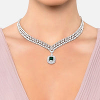 Countess Statement Emerald Necklace Silver-1