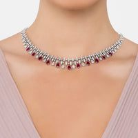 Duchess Ruby Statement Necklace Silver-1