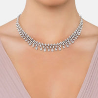 Duchess Moissanite Statement Necklace Silver-1