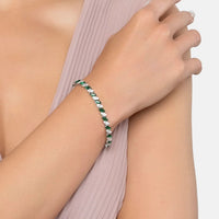 Viscountess Tennis Bracelet Emerald Silver-1