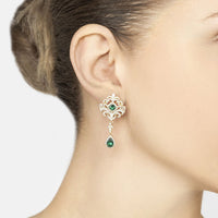Claridge Drop Earrings Emerald Gold-1