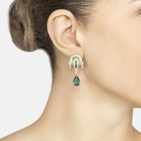 Savoy Art Deco Drop Earrings Emerald Gold-1