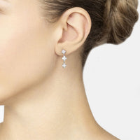 Mini Triple Clover Drop Earrings Silver-1
