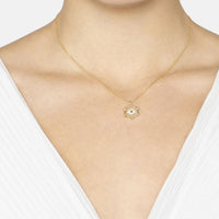 Bamboo Hexagon Evil Eye Necklace Gold-1
