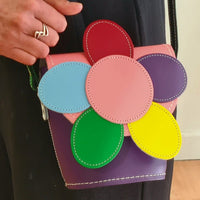 Handmade Leather Daisy Barrel Bag - Classic Kaleidoscope-1