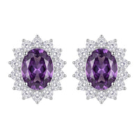 Catherine Gemstone Stud Earrings Amethyst Silver-0