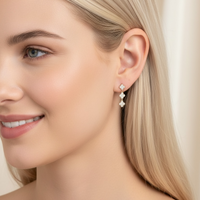 Mini Triple Clover Drop Earrings Silver-4