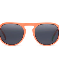 Tangerine rounded cat-eye sunglasses with dark lenses