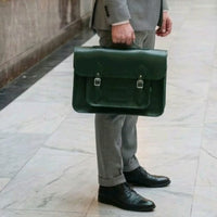 Handmade Leather Satchel - Ivy Green-1
