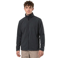 Men’s fleece jacket in dark gray with a full front zip and stand collar