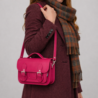 Leather Midi Satchel - Magenta-1