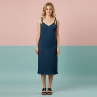 Navy Blue Dress Slip | Sophisticated Midi Chiffon Sun Dress