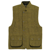 Men's Game light sage tweed gilet with a button front and two flap pockets