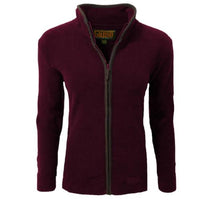 Maroon women's fleece jacket with contrast piping and full front zip