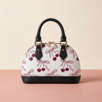 Handbag Cherry | Convertible Shell Crossbody with Deep Red Cherries & Pink Bows