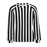 Women's Black and White Striped Sweatshirts Crewneck Pullover