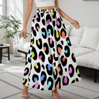 Women's Midi Skirt with Pockets Multi Color Leopard Print