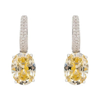 Alexandra Oval Drop Earrings Silver Yellow Topaz-0