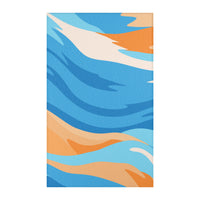 Abstract Geometric Blue and Orange Rug
