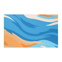 Abstract Geometric Blue and Orange Rug