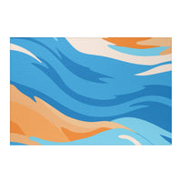 Abstract Geometric Blue and Orange Rug