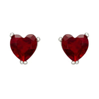 Asscher Cut Heart Stud Earrings Silver Ruby-0