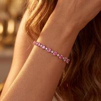 Asscher Cut Heart Tennis Bracelet Ruby Silver-1