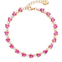 Asscher Cut Heart Tennis Bracelet Ruby Gold-0