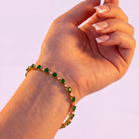 Asscher Cut Heart Tennis Bracelet Emerald Gold-4