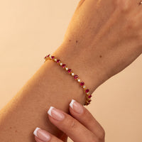 Asscher Cut Heart Tennis Bracelet Ruby Gold-4