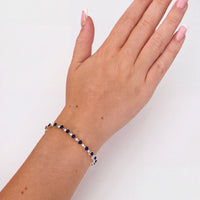 Asscher Cut Heart Tennis Bracelet Sapphire Silver-2
