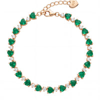 Asscher Cut Heart Tennis Bracelet Emerald Gold-0