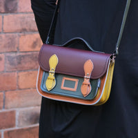 Leather Midi Satchel - Autumnal Kaleidoscope-1