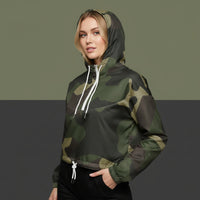 Windbreaker Camo Jacket | Women's Cropped Pullover Hooded Jacket