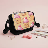 Small Canvas Messenger Bag | Personalized Yellow Cupcake Satchel