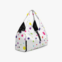 Women's Multi-Colour Polka Dot White Canvas Sports Bag
