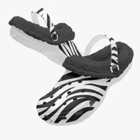Women's Zebra Print Fluffy Clogs With Fleece Lining Ladies Shoes