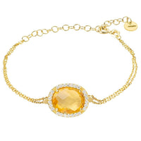 Beatrice Oval Gemstone Bracelet Gold Citrine Hydro-0