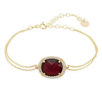 Beatrice Oval Gemstone Bracelet Gold Garnet-0