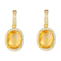 Beatrice Oval Gemstone Drop Earrings Gold Citrine Hydro-0