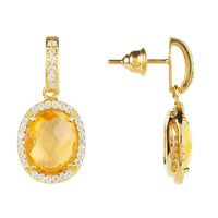 Beatrice Oval Gemstone Drop Earrings Gold Citrine Hydro-3