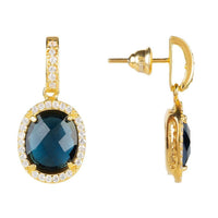 Beatrice Oval Gemstone Drop Earrings Gold Sapphire Hydro-2