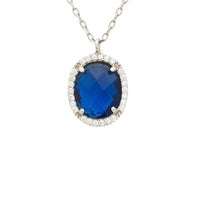 Beatrice Oval Gemstone Pendant Necklace Silver Sapphire Hydro-0