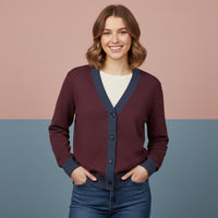 Maroon Cardigan Sweater | Unisex Aesthetic Chic Jacquard Knit