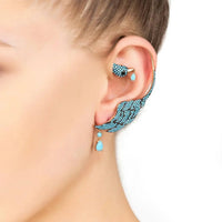Bird Paradise Ear Climber Turquoise Gold Right-1