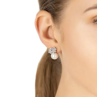 Bouquet And Pearl Stud Earrings Silver-1
